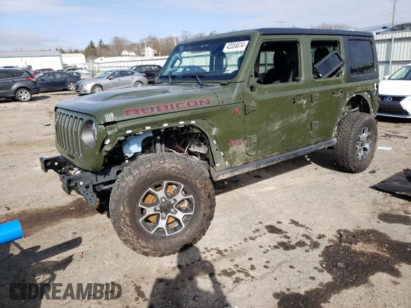 2022 Jeep Wrangler Unlimited Rubicon with VIN 1C4HJXFG5NW218596, listed as a Copart auction lot 42034614 with 40,085 mi miles and Salvage title. Bid and sale history available at DreamBid. Image 1.