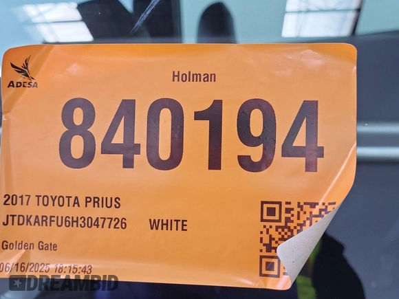 2017 Toyota Prius Two with VIN JTDKARFU6H3047726, listed as a IAAI auction lot 42619600 with 215,918 mi miles and . Bid and sale history available at DreamBid. Image 41.