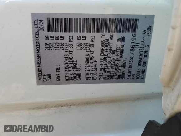 2025 Nissan Rogue SV with VIN 5N1BT3BA5SC786396, listed as a Copart auction lot 52991095 with 12,189 mi miles and Clean Title. Bid and sale history available at DreamBid. Image 13.