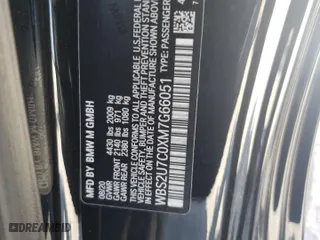 2021 BMW M2 Competition with VIN WBS2U7C0XM7G66051, listed as a Copart auction lot 69102004 with 13,718 mi miles and Salvage Title. Bid and sale history available at carsss.com. Image 12.