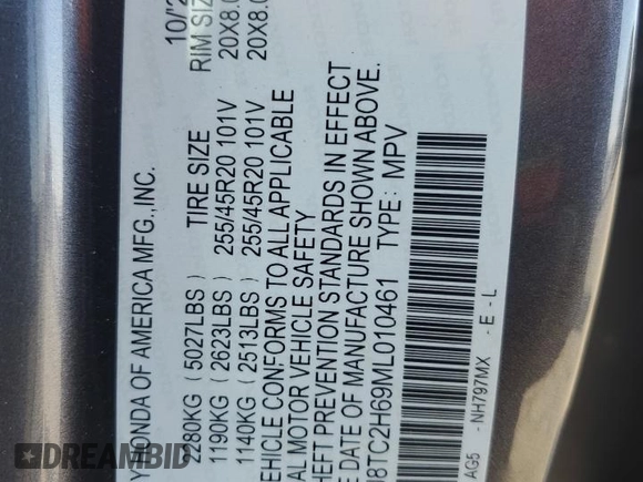 2021 Acura RDX w/A-Spec Package z VIN 5J8TC2H69ML010461, wystawiony jako Copart lot #56230295 z przebiegiem 80 687 mil mil oraz Szkoda całkowita • Salvage title. Historia ofert i sprzedaży dostępna na DreamBid. Obrazek 13.