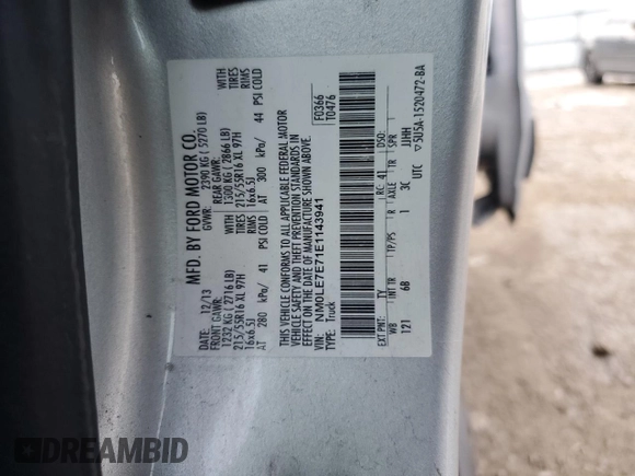 2014 Ford Transit Connect XL с VIN NM0LE7E71E1143941, выставлен на аукционе Copart как лот 41505985 с пробегом 321 635 миль миль и Списание • Salvage title. История ставок и продаж доступна на DreamBid. Изображение 15.