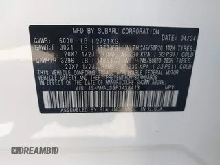2024 Subaru Ascent Limited z VIN 4S4WMAUD9R3438413, wystawiony jako IAAI lot #41936607 z przebiegiem 4279 mil mil oraz . Historia ofert i sprzedaży dostępna na DreamBid. Obrazek 9.