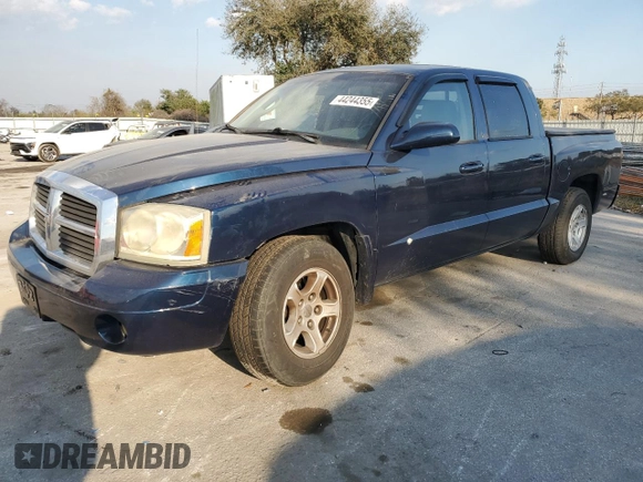 2007 Dodge Dakota SLT with VIN 1D7HE48K97S181024, listed as a Copart auction lot 44244355 with 110,016 mi miles and Salvage Title. Bid and sale history available at DreamBid. Image 1.