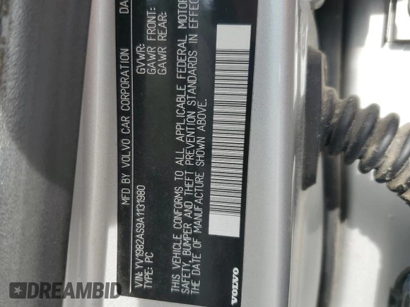 2010 Volvo S80 I6 z VIN YV1982AS9A1131980, wystawiony jako Copart lot #53908555 z przebiegiem 176 770 mil mil oraz Szkoda całkowita • Salvage title. Historia ofert i sprzedaży dostępna na DreamBid. Obrazek 12.