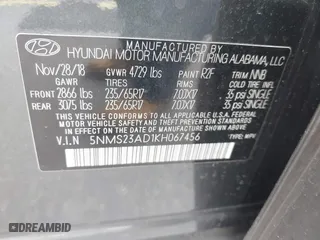 2019 Hyundai Santa Fe SE with VIN 5NMS23AD1KH067456, listed as a IAAI auction lot 41867362 with 105,236 mi miles. Bid and sale history available at carsss.com. Image 9.