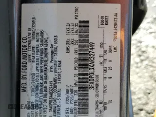 2010 Ford Fusion Hybrid with VIN 3FADP0L3XAR327449, listed as a Copart auction lot 54207225 with 192,659 mi miles and Salvage Title. Bid and sale history available at carsss.com. Image 13.