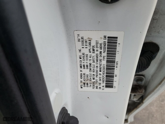 2014 Honda Accord Sedan LX with VIN 1HGCR2F34EA258511, listed as a Copart auction lot 43014165 with 130,668 mi miles and Clean Title. Bid and sale history available at carsss.com. Image 12.