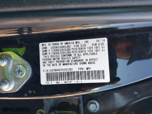 2015 Acura RDX Tech Pkg with VIN 5J8TB4H51FL001293, listed as a IAAI auction lot 41757686 with 172,322 mi miles. Bid and sale history available at carsss.com. Image 9.