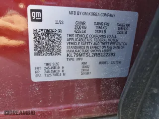 2024 Chevrolet TrailBlazer RS with VIN KL79MTSL2RB122393, listed as a Copart auction lot 49039895 with 0 mi miles and Salvage Title. Bid and sale history available at carsss.com. Image 13.