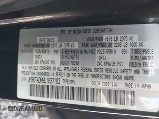 2020 Mazda CX-5 Grand Touring with VIN JM3KFADM9L1837183, listed as a IAAI auction lot 42340628 with 81,975 mi miles and . Bid and sale history available at DreamBid. Image 9.