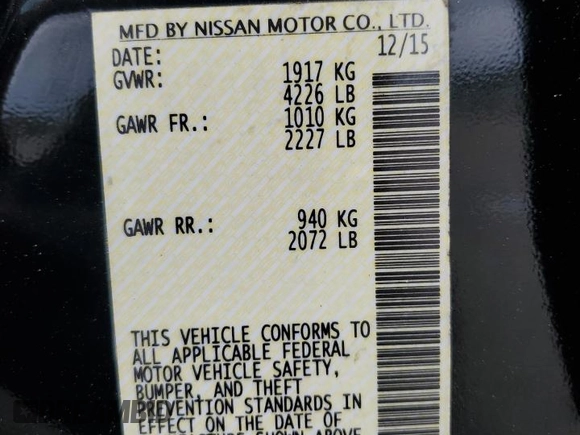 2016 Nissan Altima SL with VIN 1N4AL3AP3GC144245, listed as a Copart auction lot 61150515 with 105,420 mi miles and Salvage title. Bid and sale history available at DreamBid. Image 12.