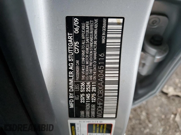 2010 Mercedes-Benz E 550 Luxury с VIN WDDHF7CBXAA045116, выставлен на аукционе Copart как лот 85845644 с пробегом 157 984 миль миль и Списание • Salvage title. История ставок и продаж доступна на DreamBid. Изображение 12.