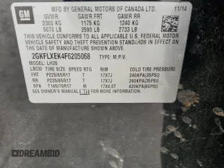 2015 GMC Terrain SLT with VIN 2GKFLXEK4F6205068, listed as a Copart auction lot 53741175 with 108,012 mi miles and Salvage title. Bid and sale history available at DreamBid. Image 13.