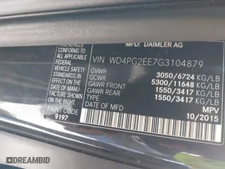 2016 Mercedes-Benz Metris Passenger Van with VIN WD4PG2EE7G3104879, listed as a IAAI auction lot 41608063 with 141,447 mi miles. Bid and sale history available at carsss.com. Image 9.