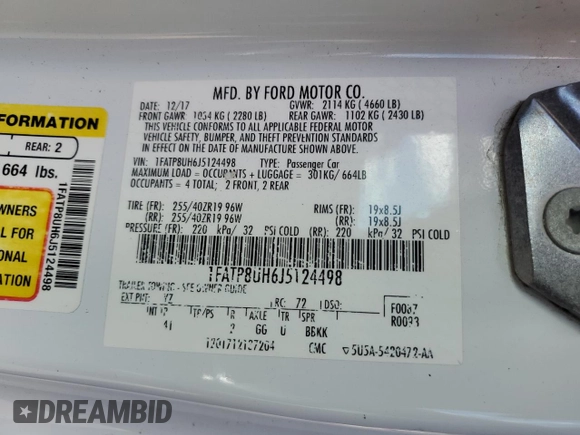 2018 Ford Mustang EcoBoost Premium with VIN 1FATP8UH6J5124498, listed as a Copart auction lot 48898825 with 86,073 mi miles and Salvage Title. Bid and sale history available at carsss.com. Image 13.
