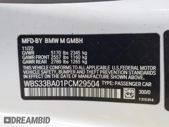 2023 BMW M4 Competition xDrive с VIN WBS33BA01PCM29504, выставлен на аукционе IAAI как лот 41914359 с пробегом 17 618 миль миль и . История ставок и продаж доступна на DreamBid. Изображение 9.