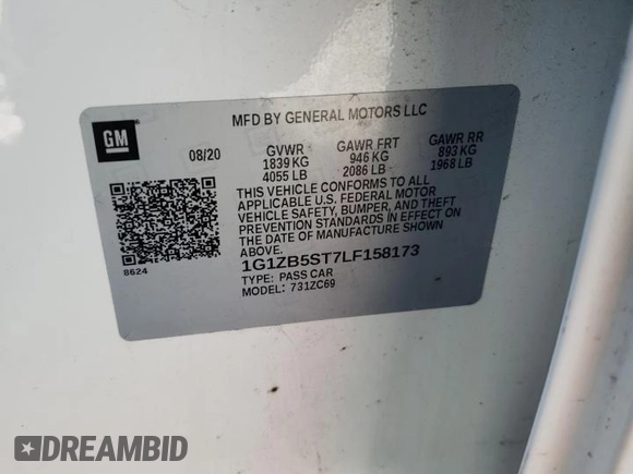 2020 Chevrolet Malibu LS with VIN 1G1ZB5ST7LF158173, listed as a Copart auction lot 48774795 with 119,329 mi miles and Salvage Title. Bid and sale history available at DreamBid. Image 12.