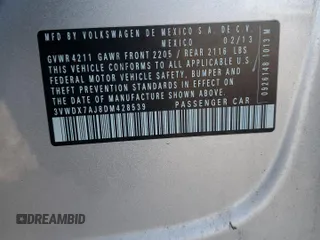 2013 Volkswagen Jetta SE z VIN 3VWDX7AJ8DM428539, wystawiony jako Copart lot #49662365 z przebiegiem 122 768 mil mil oraz Szkoda całkowita • Salvage title. Historia ofert i sprzedaży dostępna na DreamBid. Obrazek 12.