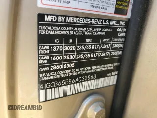 2006 Mercedes-Benz R 3.5L with VIN 4JGCB65E86A032563, listed as a Copart auction lot 52355744 with 120,722 mi miles and Salvage Title. Bid and sale history available at carsss.com. Image 30.