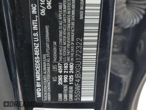 2016 Mercedes-Benz C 300 z VIN 55SWF4JBXGU172322, wystawiony jako Copart lot #41702295 z przebiegiem 131 977 mil mil oraz Szkoda całkowita • Salvage title. Historia ofert i sprzedaży dostępna na DreamBid. Obrazek 14.