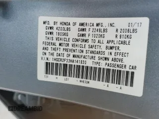2017 Honda Accord Sedan LX with VIN 1HGCR2F33HA141930, listed as a Copart auction lot 47936085 with 78,006 mi miles and Salvage Title. Bid and sale history available at carsss.com. Image 14.