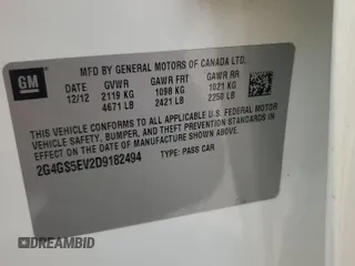 2013 Buick Regal Turbo Premium 1 с VIN 2G4GS5EV2D9182494, выставлен на аукционе Copart как лот 60567205 с пробегом 86 402 миль миль и Списание • Salvage title. История ставок и продаж доступна на DreamBid. Изображение 12.