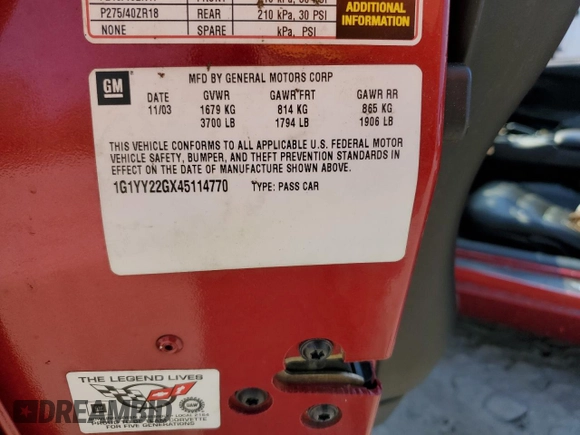 2004 Chevrolet Corvette with VIN 1G1YY22GX45114770, listed as a Copart auction lot 74711824 with 24,104 mi miles and Salvage Title. Bid and sale history available at carsss.com. Image 12.