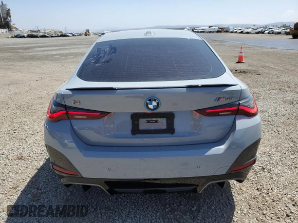 2024 BMW i4 M50 with VIN WBY33AW00RFR75589, listed as a Copart auction lot 54159955 with 8,113 mi miles and Salvage Title. Bid and sale history available at carsss.com. Image 6.