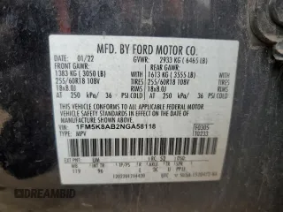 2022 Ford Police Interceptor Utility z VIN 1FM5K8AB2NGA58118, wystawiony jako Copart lot #54846645 z przebiegiem Nie podano mil oraz Szkody całkowita. Historia ofert i sprzedaży dostępna na DreamBid. Obrazek 12.