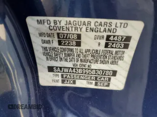 2009 Jaguar XK with VIN SAJWA43B995B30780, listed as a Copart auction lot 79119264 with 0 mi miles and Salvage Title. Bid and sale history available at carsss.com. Image 12.