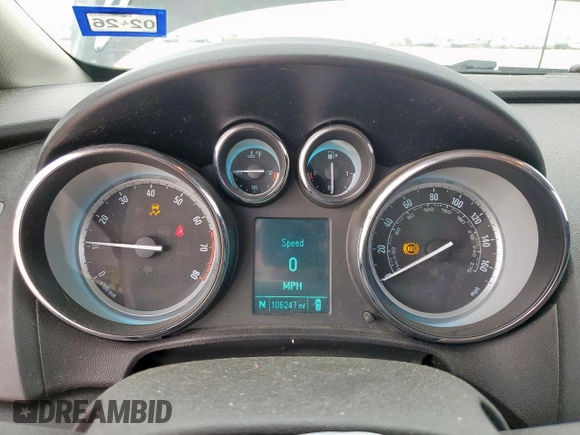 2015 Buick Verano Group with VIN 1G4PS5SK5F4164328, listed as a Copart auction lot 65621955 with 106,247 mi miles and Salvage title. Bid and sale history available at DreamBid. Image 9.
