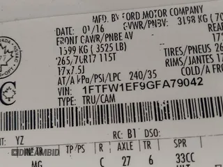 2016 Ford F-150 XLT with VIN 1FTFW1EF9GFA79042, listed as a IAAI auction lot 40942313 with 133,550 mi miles. Bid and sale history available at carsss.com. Image 9.