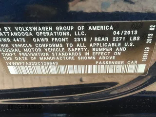 2013 Volkswagen Passat SE с VIN 1VWBP7A32DC126643, выставлен на аукционе IAAI как лот 41855329 с пробегом Не указан миль и . История ставок и продаж доступна на DreamBid. Изображение 9.