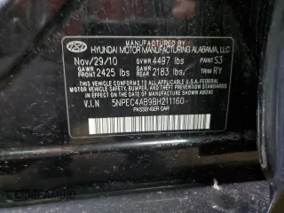 2011 Hyundai Sonata SE with VIN 5NPEC4AB9BH211160, listed as a Copart auction lot 50724985 with 157,037 mi miles and Non Repairable. Bid and sale history available at DreamBid. Image 12.