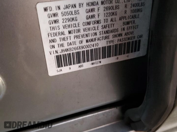 2009 Acura RL Tech Pkg with VIN JH4KB266X9C002410, listed as a Copart auction lot 85615504 with 192,840 mi miles and Salvage Title. Bid and sale history available at carsss.com. Image 14.