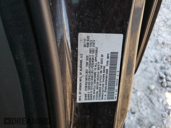 2017 Honda Odyssey EX-L with VIN 5FNRL5H69HB015808, listed as a Copart auction lot 50824895 with 158,934 mi miles and Clean Title. Bid and sale history available at DreamBid. Image 14.