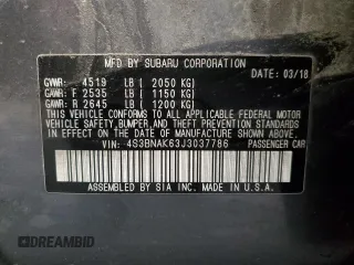 2018 Subaru Legacy Limited with VIN 4S3BNAK63J3037786, listed as a Copart auction lot 56264754 with 75,906 mi miles and Salvage Title. Bid and sale history available at carsss.com. Image 13.