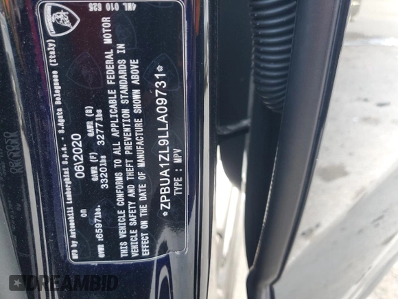 2020 Lamborghini Urus z VIN ZPBUA1ZL9LLA09731, wystawiony jako Copart lot #85525834 z przebiegiem 75 463 mil mil oraz Szkody całkowita. Historia ofert i sprzedaży dostępna na DreamBid. Obrazek 13.