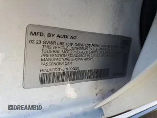 2023 Audi S3 Premium Plus z VIN WAUH3DGY6PA090835, wystawiony jako Copart lot #79867664 z przebiegiem 6 814 mil mil oraz Szkoda całkowita • Salvage title. Historia ofert i sprzedaży dostępna na DreamBid. Obrazek 12.