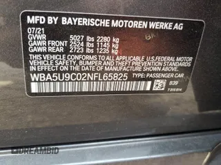2022 BMW 3 Series M340i xDrive with VIN WBA5U9C02NFL65825, listed as a Copart auction lot 60244064 with 22,548 mi miles and Salvage Title. Bid and sale history available at DreamBid. Image 12.
