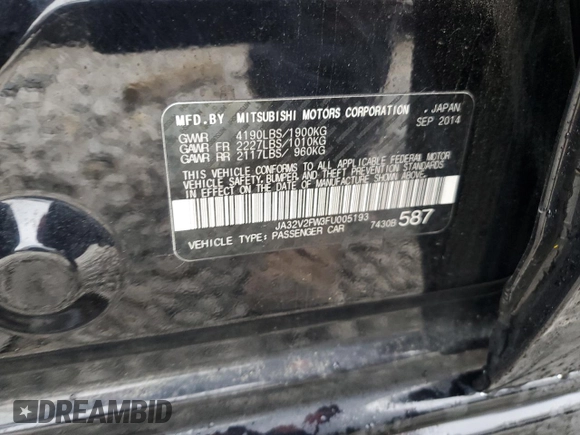 2015 Mitsubishi Lancer SE with VIN JA32V2FW3FU005193, listed as a Copart auction lot 83544474 with 92,921 mi miles and Clean Title. Bid and sale history available at carsss.com. Image 13.