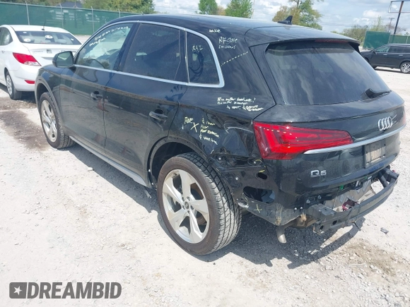 2021 Audi Q5 Premium Plus with VIN WA1BAAFY7M2024762, listed as a IAAI auction lot 42090408 with 58,082 mi miles and . Bid and sale history available at DreamBid. Image 3.