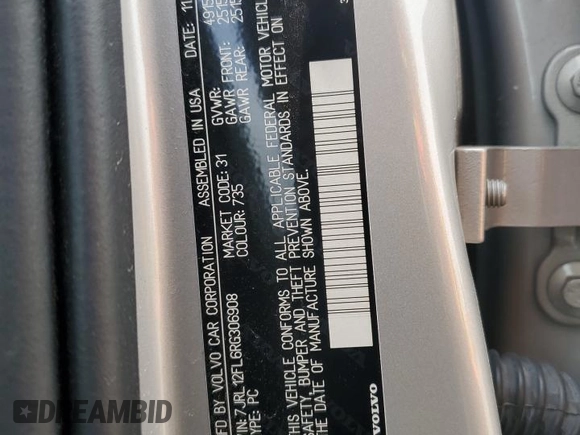 2024 Volvo S60 Plus Dark Theme with VIN 7JRL12FL6RG306908, listed as a Copart auction lot 44723425 with 1,412 mi miles and Salvage title. Bid and sale history available at DreamBid. Image 12.