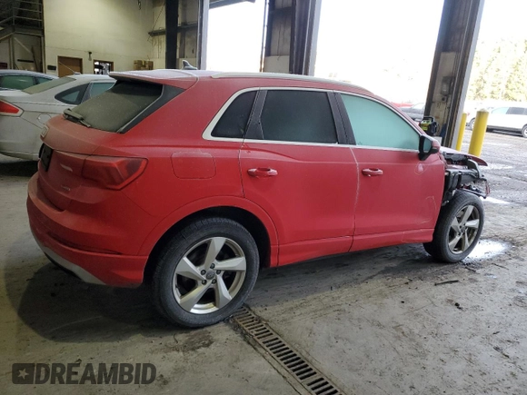 2020 Audi Q3 Premium with VIN WA1AECF34L1032807, listed as a Copart auction lot 70575942 with 52,473 mi miles. Bid and sale history available at carsss.com. Image 3.