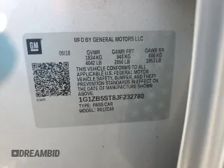 2018 Chevrolet Malibu LS with VIN 1G1ZB5ST8JF232780, listed as a Copart auction lot 52807815 with 86,922 mi miles and Salvage Title. Bid and sale history available at DreamBid. Image 12.