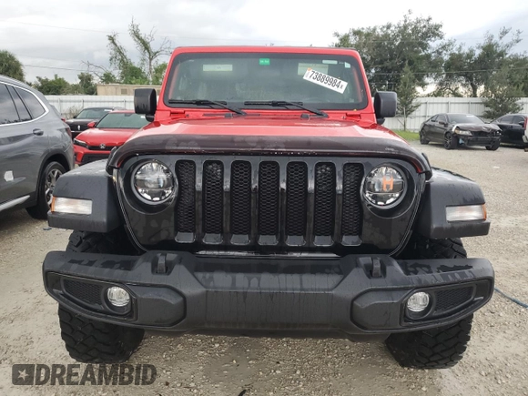 2022 Jeep Wrangler Unlimited Willys with VIN 1C4HJXDN7NW237703, listed as a Copart auction lot 73889984 with Not Provided miles and Non Repairable. Bid and sale history available at DreamBid. Image 5.
