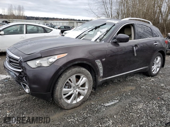 2015 Infiniti QX70 z VIN JN8CS1MW3FM480682, wystawiony jako Copart lot #44466285 z przebiegiem Nie podano mil oraz Szkoda całkowita • Salvage title. Historia ofert i sprzedaży dostępna na DreamBid. Obrazek 1.