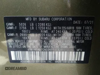 2022 Subaru Outback Limited XT with VIN 4S4BTGND3N3117321, listed as a IAAI auction lot 33066623 with Not provided miles and . Bid and sale history available at DreamBid. Image 9.
