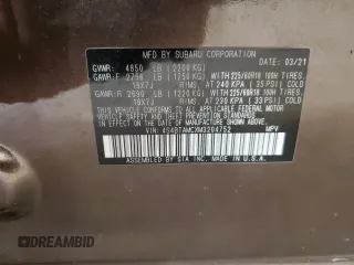 2021 Subaru Outback Limited с VIN 4S4BTAMCXM3204752, выставлен на аукционе Copart как лот 55484405 с пробегом 42 460 миль миль и Списание • Salvage title. История ставок и продаж доступна на DreamBid. Изображение 13.